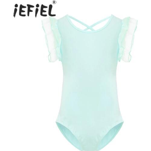 IEFiEL Kids Professional Ballet Tutu Dress Gymnastics Leotard Girls Ballet Costume Bodysuit Ruffled Ballet Dancing Turnpakje