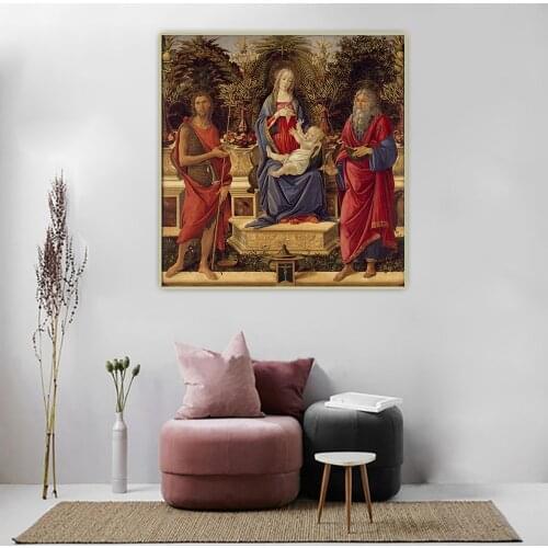 Canvas Oil Painting Sandro Botticelli"Madonna With Saints"Western Art Decor Poster Wall Aesthetic Home Room Interior Decoration