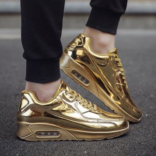 Men Shoes Sneakers Gold Sliver Breathable Man Casual Shoes Zapatillas Hombre Comfortable Bright Flat Shoe Chaussures