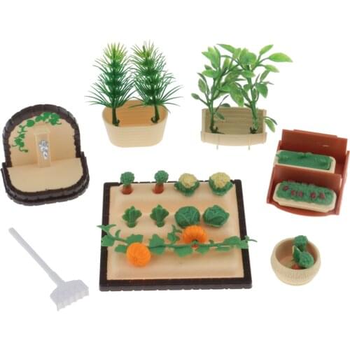 Dollhouse Miniature Garden Decoration Vegetable And Tree Set in 1:12 Scale