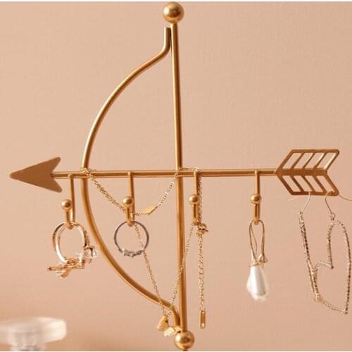 Portable Earring Jewelry Display Rack Metal Stud Necklace Organizer Ornament Cupid Arrow Hanger Showcase Holder Stand