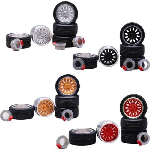 1:64 4 Color Model Modified Tire Axles End Caps Diecasts Alloy Wheel Tire Rubber Toy Vehicles General Model Car Change Accessory