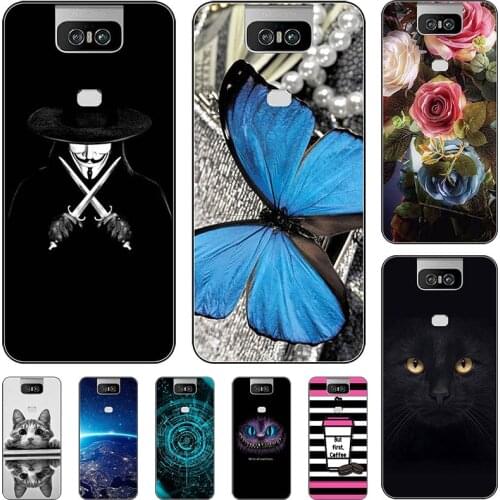 Soft Phone Case For Asus Zenfone 6 ZS630KL 2019 6.4" Relief Cartoon Case Animal Cat Cover Coque Funda Bag Back Shell