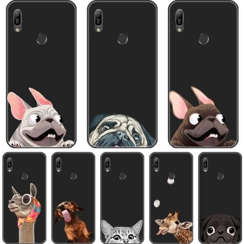 Soft Silicone Phone Case For Huawei Y9 Y7 Y6 Prime Pro 2019 Pug Dog Cat Alpaca Kawaii Cute Back Cover For Huawei Y5 Y6 Y7 2019