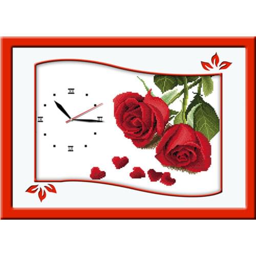 Cherish time cross stitch kit 14ct 11ct count print canvas wall clock stitching embroidery DIY handmade needlework