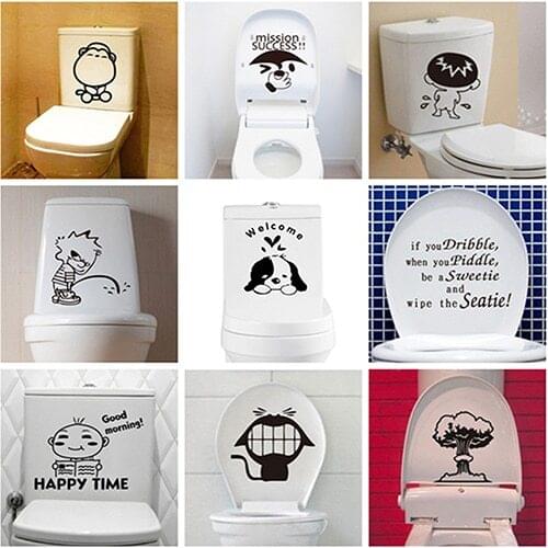 Cartoon Pattern Toilet Sticker Cute Home DIY Decoration Wall Decal Bathroom Stickers
