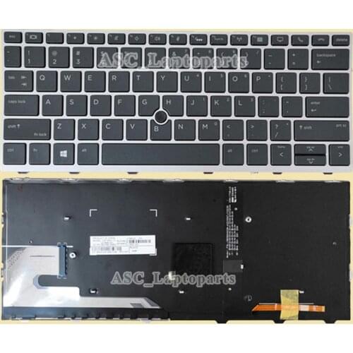 New US QWERTY Keyboard for HP Elitebook 735 G6 830 G6 836 G6 Laptop Siliver Frame Black, with BACKLIT