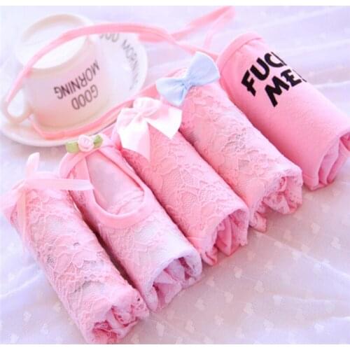 New Arrived 4Pcs/Lot Girl Panties Underwear Lace Briefs Cotton Lingerie Soft Comfortable Bowknot Cartoon Panty Wholesale 1112-4