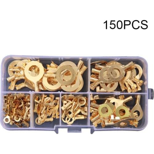 150PCS 0.5-1mm2 Copper Crimp Round lug Terminals Cable Wire Connector Cold pressing Car O-type nose brass Bare Various Ring Lugs