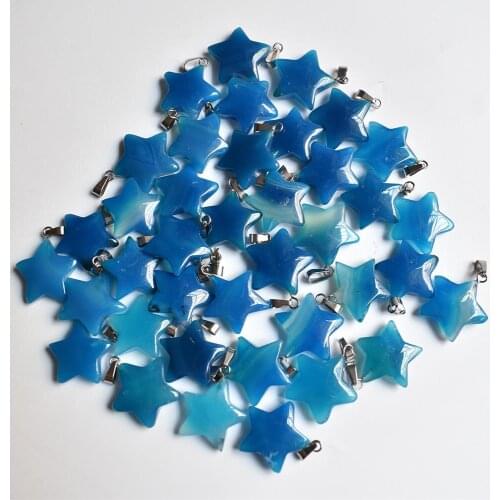 Wholesale 24pcs/lot fashion good quality natural stone blue onyx five star charms pendants for jewelry making free shipping