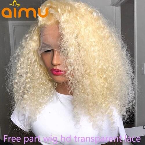 613 Blonde 13x6 Lace Front Human Hair Wig Glueless Hd Transparent Lace Kinky Curly Short Bob Lace Frontal Wig Pre Plucked 150