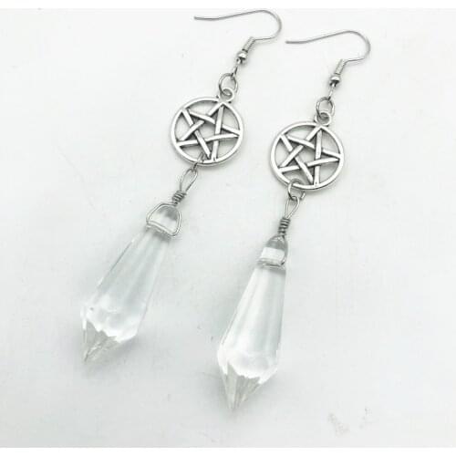 Clear crystal five-pointed star Earrings - Boho, Witchy, Esoteric, Celestial, Alternative, Nugoth, Gothic, Romantic.star Gift