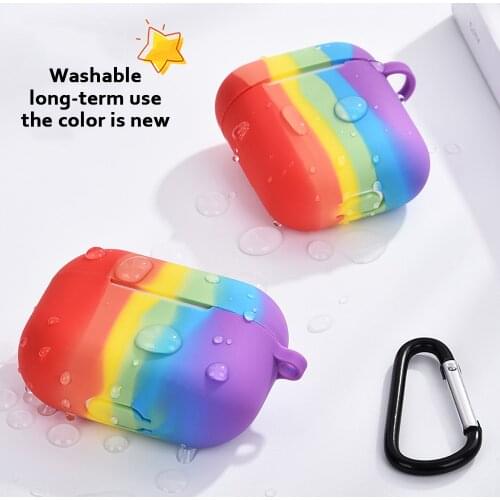 Rainbow Silicone Cover Case For apple Airpods Pro Case sticker Case for airpod 1 2 3 For AirPods Earphone Accessories skin shell