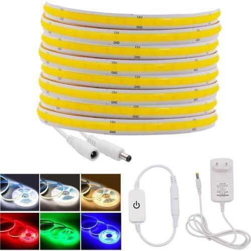 Dimmable 12V 24V Flexible COB LED Strip Light Bar 320 384 528Led Ribbon Tape High Density Linear Light Rope EU 3000K 4000K 6000K