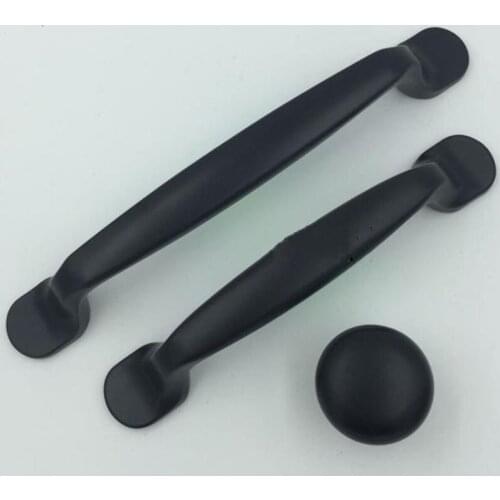 96mm 128mm Modern simple black furniture handles Matte black kitchen cabinet dresser door handles 5" antique black drawer knobs