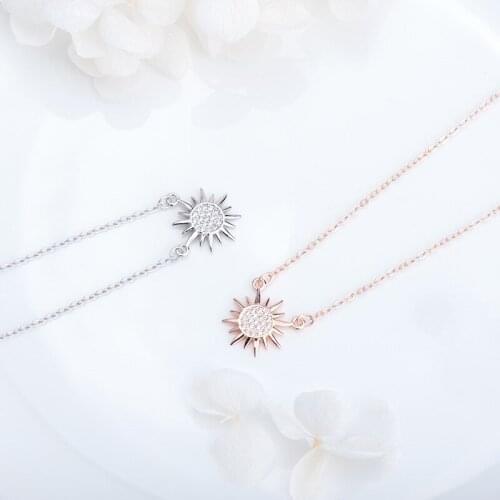 S925 silver jewelry small fresh sun micro inlaid clavicle Necklace