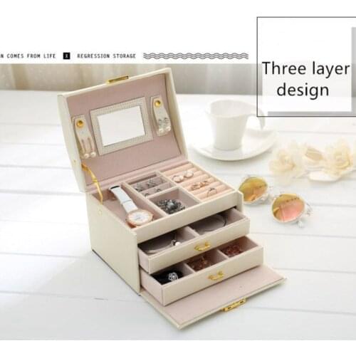 Fashion Design Leather Jewelry Box Jewelry Case Jewelry Package Storage Large Space Jewelry Ring Necklace Bracelet Hot Selling