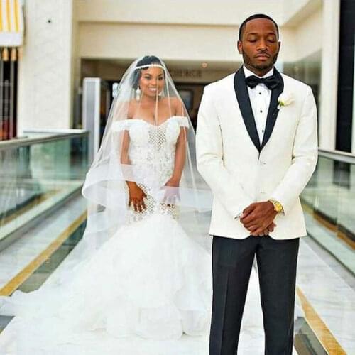 Latest Design Ivory Groom Tuxedo Wedding Suits for Man Blazer Slim Costume Homme Groomsmen Attire Classic Terno Masculino 2Piece