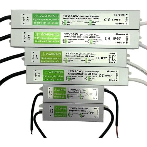 LED Transformer Power Supply Adapter DC12V/24V 10W/20W/30W/36W/50W/250W Waterproof ip67 LED Driver Transformer for strip light