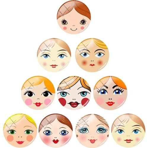 TAFREE Hot selling Russian Doll faces 12mm/15mm/16mm/18mm/20mm/25 mm Glass Cabochon Dome Picture for DIY Keychain Charms RU208