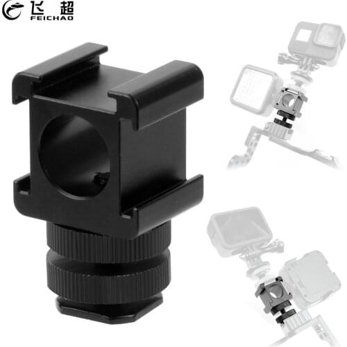 Three Head Cold Shoe Extend Connector Microphone Monitor Stand Holder Metal On-Camera Mount Hot Shoe Adapter for Video LED Light