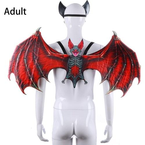 Carnival Party Decoration Suit Masquerade Props Adult&Child Vampire Bat Cosplay Costume Anime Devil Halloween Wings Mask Suit