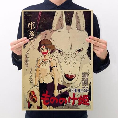 Hayao Miyazaki Mononoke Hime Roadside Shop Vintage Bar Cafe Art Home Decorating Painting Living Room Bedroom Wall Stickers