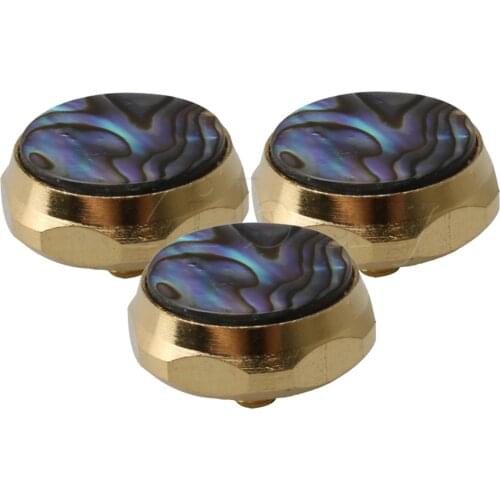 Yibuy 3Pcs Abalone Shell Inlays Metal Trumpet Finger Button Alloy Instrument Accessory