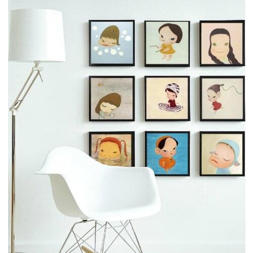 Yoshitomo Nara Cartoon Minimalist Canvas Art Scandinavian Japanese Painting Poster Print Wall Pictures For Baby Kids Room Decor