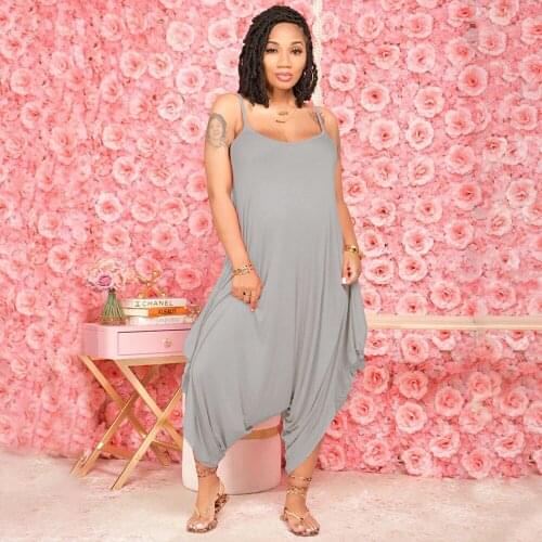 Spaghetti Strap Casual One Piece Club Overalls for Women Sleeveless Draped Baggy Basic Romper Streetwear Workout Loose Outfits