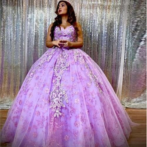 Light Purple Ball Gown Quinceanera Dresses Appliqued Beaded Sweet 16 Dress Long Formal Prom Gowns Party Wear robe de soirée 2021