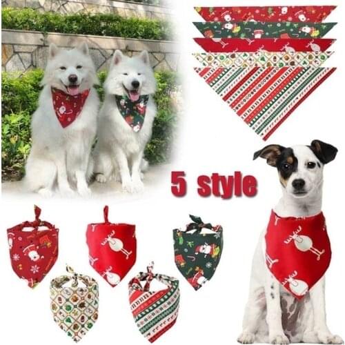 1PCS Christmas Gift for Pet Triangular Scarf Dog Bibs Towel Scarf Printing Pet Costume Accessories