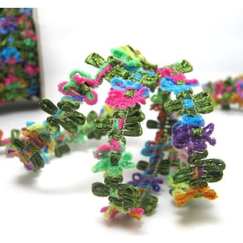 2 Yards 1/2 Inch Multi Color Ombre Chiffon Woven Rococo Ribbon Trim|Decorative Floral Ribbon|Scrapbook Materials|Decor