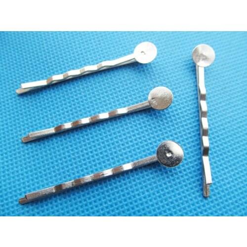 200pcs 52mm Vintage Silver tone/Black/Antique Bronze Bobby Hair Pin Clip Charm/Finding,8mm Cabochon Base Setting,Hair Accessory
