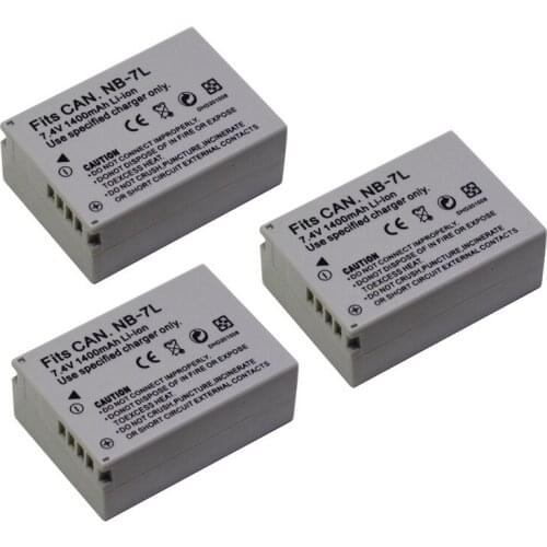 3Pcs/lot 7.4V 1400mAh NB-7L NB7L NB 7L Replacement Rechargeable Digital Camera Battery for Canon Powershot G10 G11 G12 SX30IS