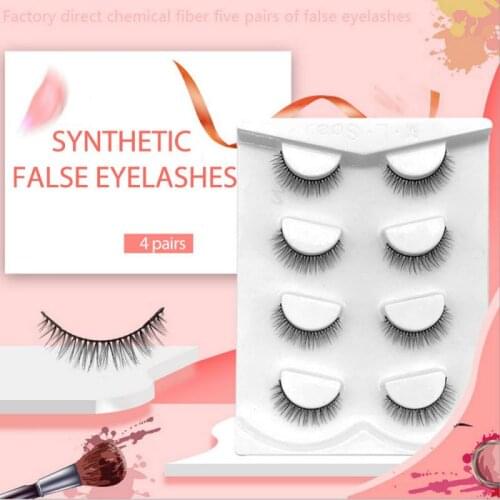 4 Pairs of False Eyelashes Comfortable Soft lifelike Chemical Fiber False Eyelashes Easy to Wear Long-lasting Eyes Makeup TSLM2