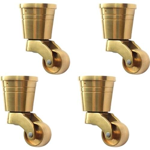 4Pc/Lot Polished Solid Brass Cup Caster Swivel Castor Castors Universal Round,Antique Vintage Moving Caster Wheels,for Sofas leg