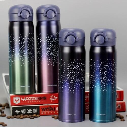 450ml Double Wall Stainless Steel Vacuum Flasks Student Portable Tea Bottle Cup Thermos Insulated Bouncing Mug Outdoor