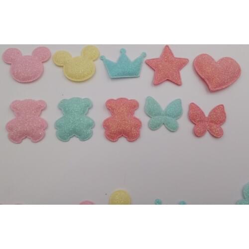 50PCS/lot Shiny Baby Girls Hair Accessories Padded Appliqued Mixed send by radom