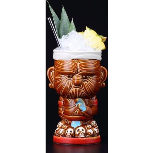 520ml Ceramic Tiki Mug Creative Porcelain Beer Wine Mug Cup Bar Tool