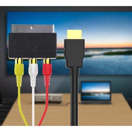 Bluelans 2Pcs/Set RCA Cable HDMI-compatible Male to 3RCA PVC 3 RCA to SCART Adapter for TV