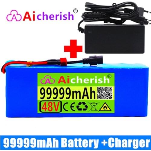 48V Lithium ion Battery 48v 99Ah 1000w 13S3P Lithium ion Battery Pack with BMS+Charger For 54.6v E-bike Electric Bicycle Scooter