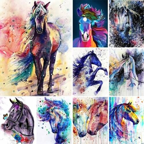 5D DIY Diamond Painting Painted Animal Horse Cross Stitch Kit Full Diamond Embroidery Rhinestone Picture Mosaic Home Decoration
