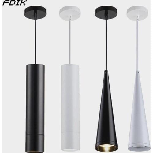 Cylinder Dimmable LED Pendant Lights Long Tube Lamps Kitchen Dining Room Shop Bar Decoration Cord Pendant Lamp Background Lights