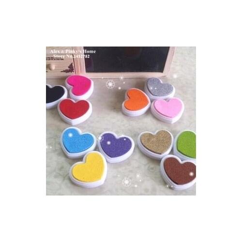 Child Child 12 Colors Heart Shape Fingerprint Inkpad Colorful Ink Stamp Kids Ink Pad Set for DIY Funny Work Scrapbooking Album