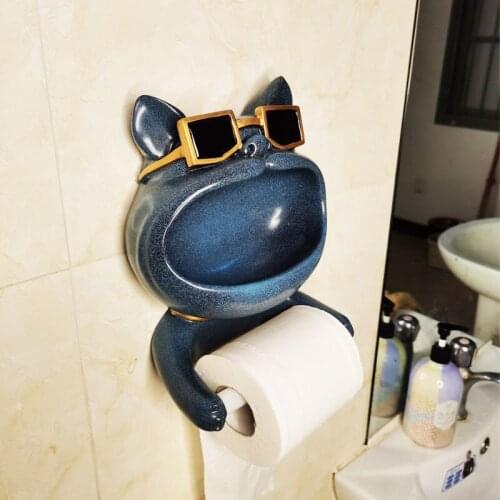 Glasses Dog Toilet Tissue Box Toilet Roll Paper Tube Rack Creative Toilet Paper Rack Drawer Free Punch Housewarming Gift