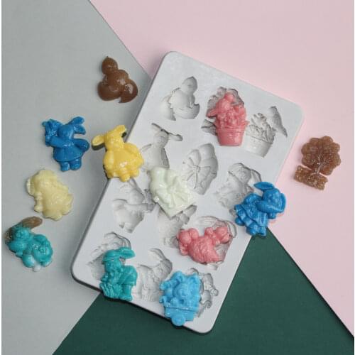 Rabbit & Chick Silicone Sugarpaste Icing Mold Fondant Cake Decorating Tools, Crafts, Cupcakes, Sugarcraft, Candies, Clay