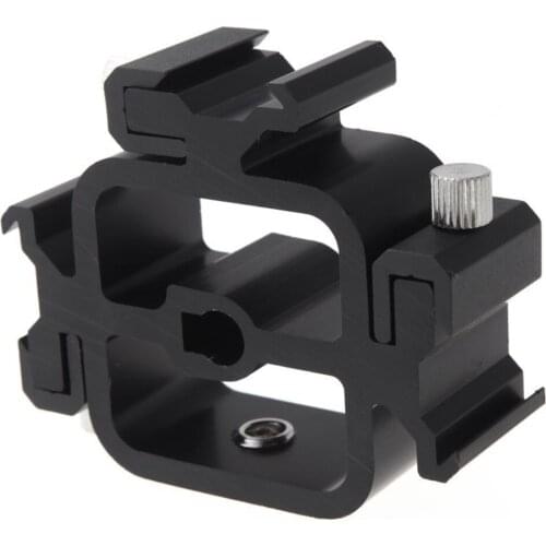 3 In 1 Hot Shoe Bracket Triple Head Mount Adapter All-Metal 1/4inch Screw With Umbrella Hole Mount Adapter Camera Accessory