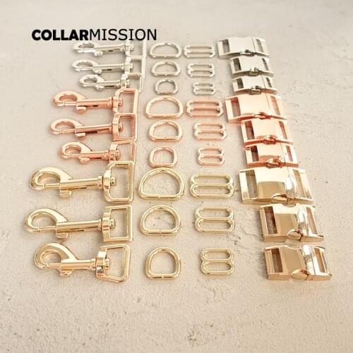 Metal buckle+adjust buckle+D ring+metal dog clasp/set) 15mm 20mm 25mm plated metal buckle diy dog collar parts 3 colours