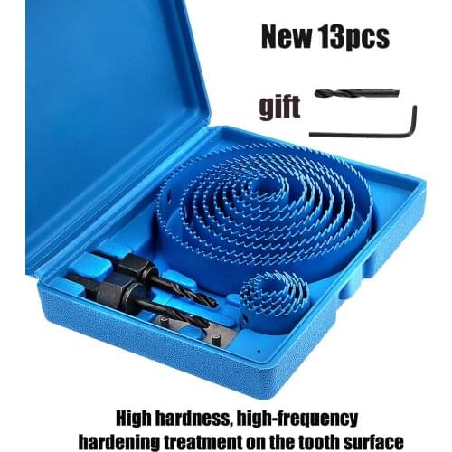 Woodworking drill 5 8 13 pieces of hole saw cutting kit can drill 19-127 mm for gypsum board downlight wood board PVC board